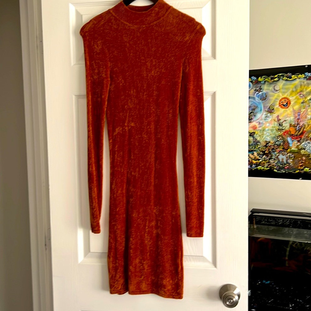 Fall Bodycon mini dress burnt orange.
